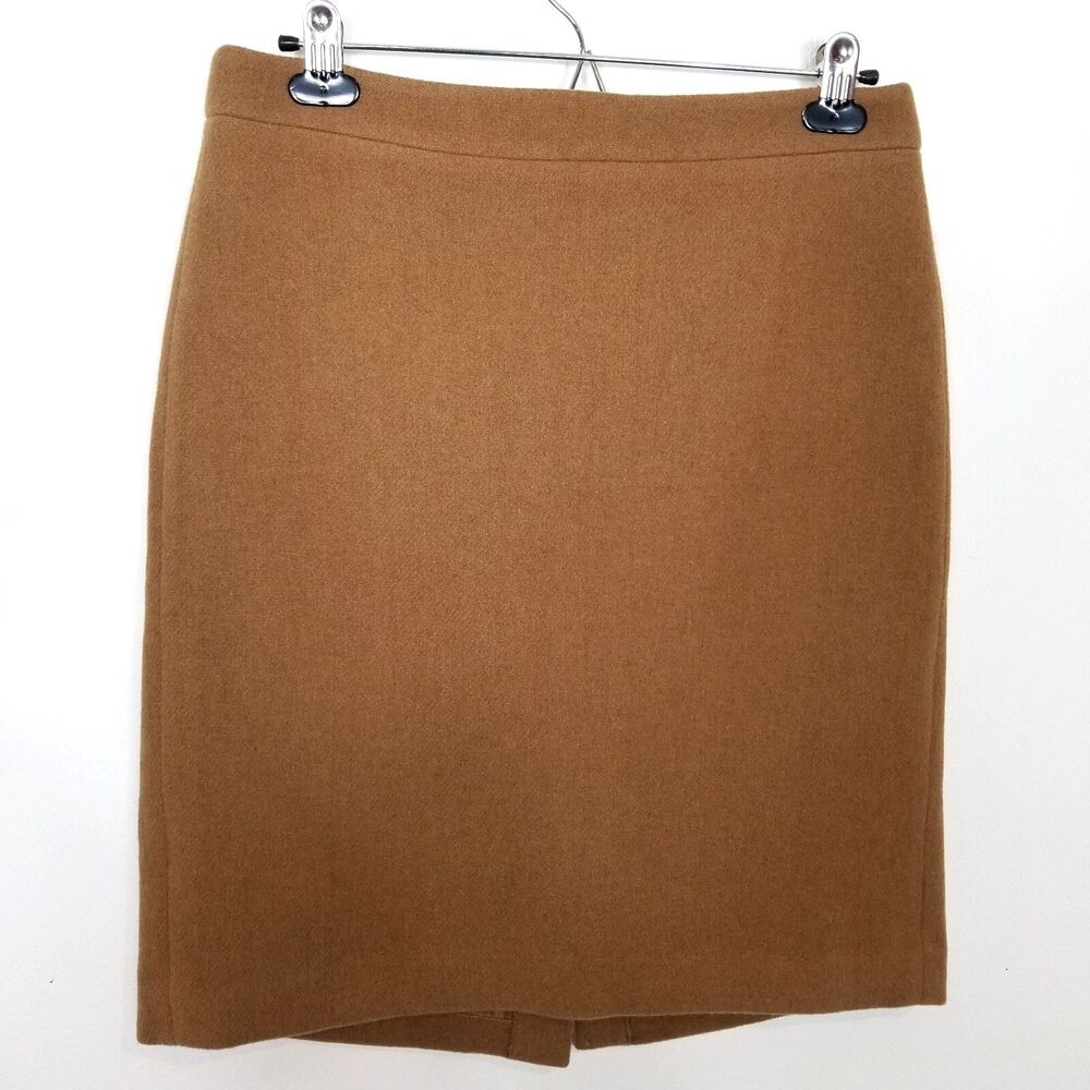 J. Crew Women Wool Blend Pencil‎ Skirt AC276 Sz 6 Brown Office Preppy